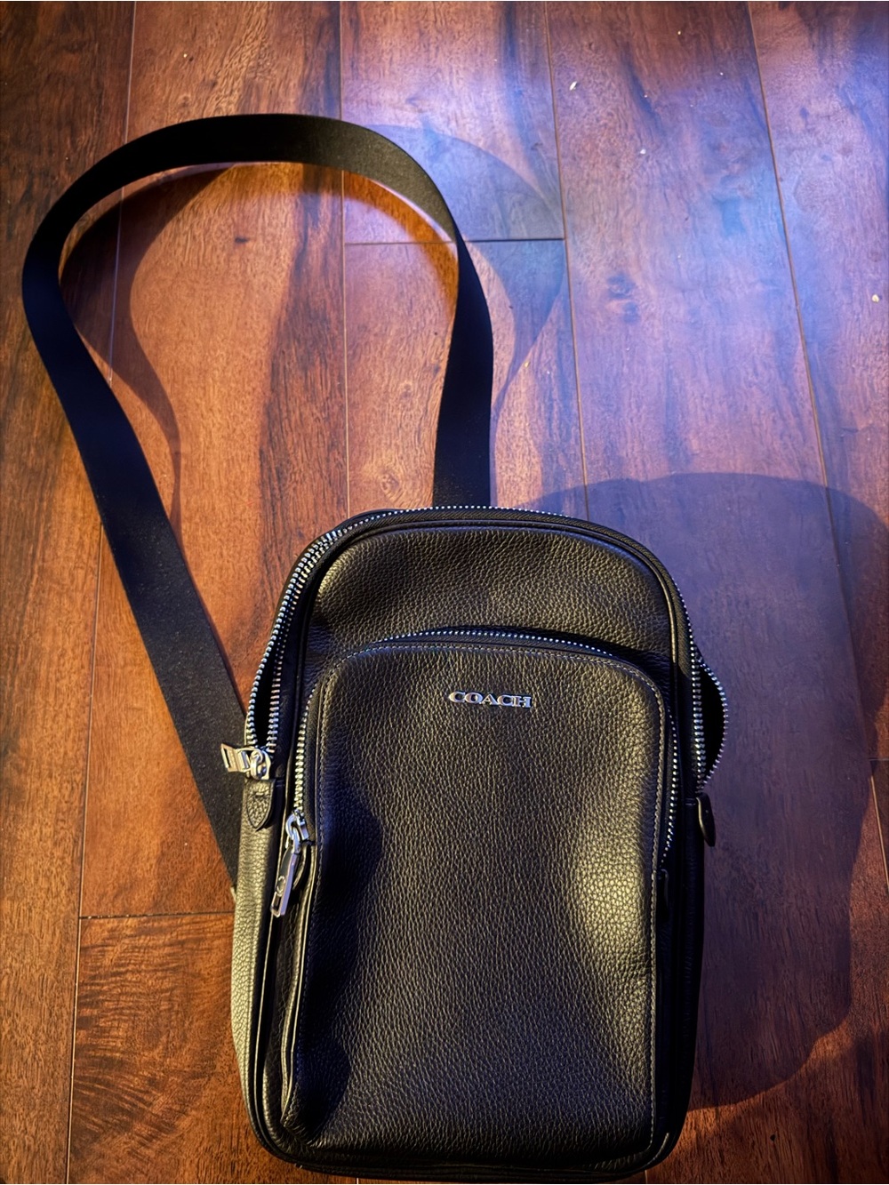 Coach Black Pebbled Leather Men's Crossbody Belt Bag Ethan pack retail $378 - Picture 1 of 10